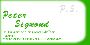 peter sigmond business card